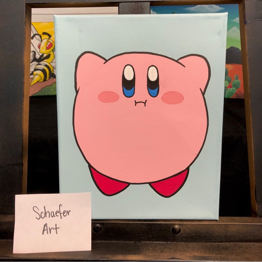 Puffy Kirby Painting - Wall Decor - hand painted